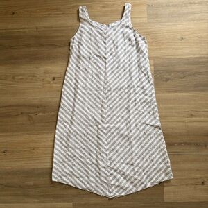 J. Jill Love Linen Sleeveless Chevron Striped Dress 100% Linen Size L